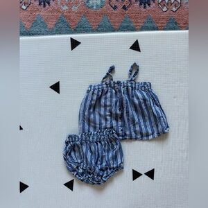 Old Navy|Baby girl summer outfit,two piece matching set in blue stripes•••Boho